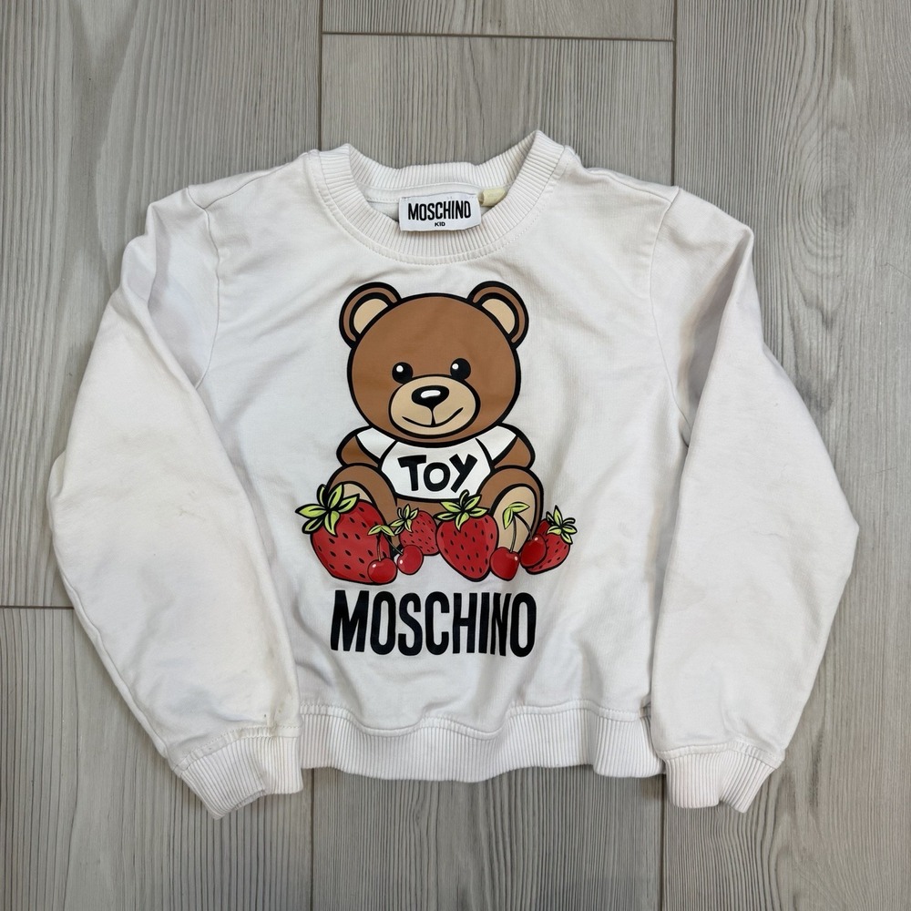 MOSCHINO‎ Sweatshirt with Teddy Bear Print Strawberries for Girls Size 4 READ